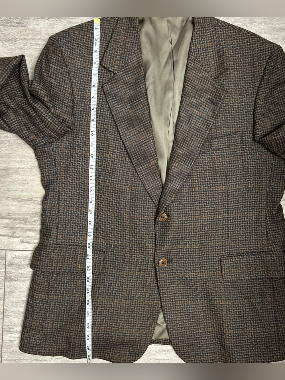 VTG Kingsridge Imperial Sport Coat Blazer Brown Houndstooth Plaid USA Men’s 44S - Picture 13 of 13